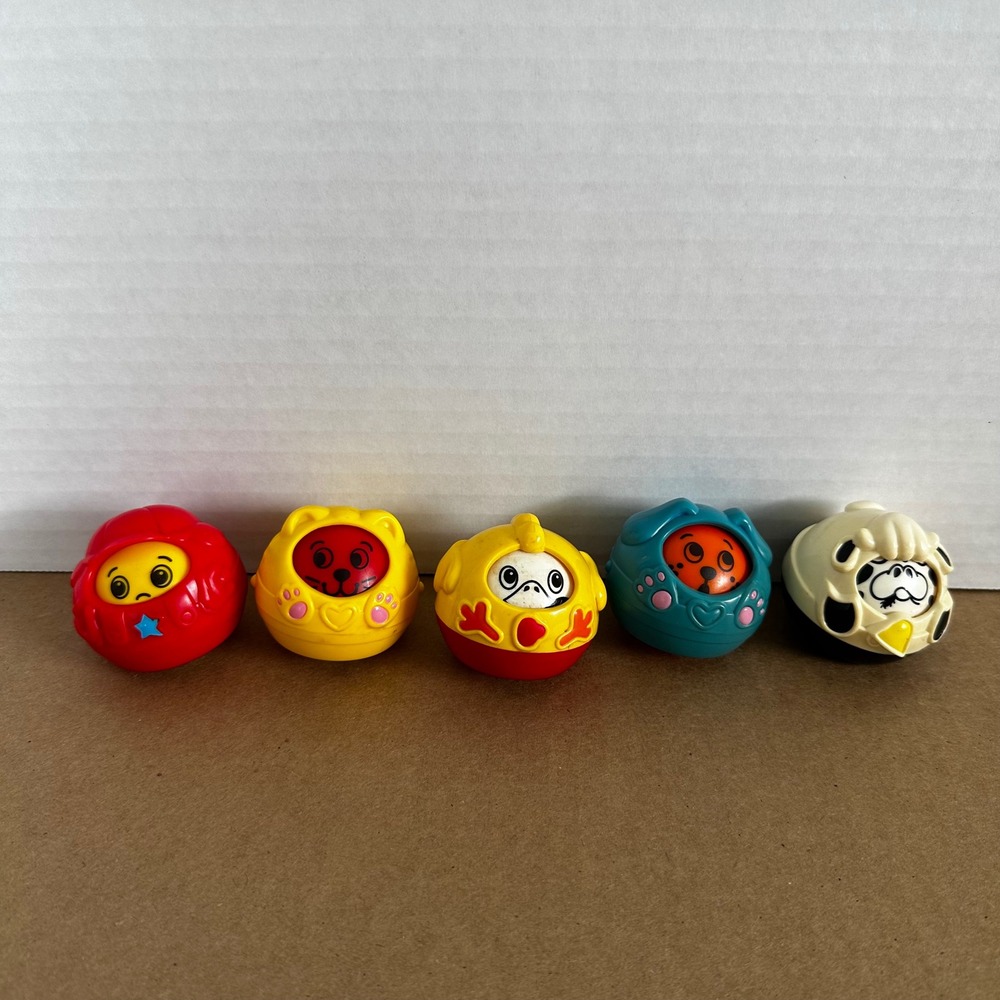 Fisher-Price Roll-a-Rounds Vintage 1996 Animal Balls Set of 5 Multi Good